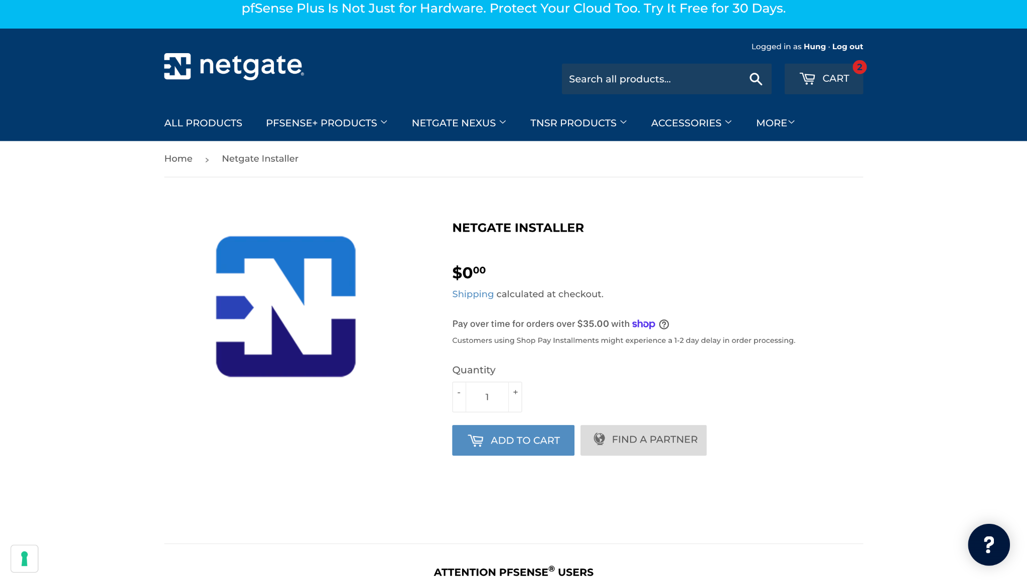 Netgate Installer product page encountered while looking for a pfSense CE image